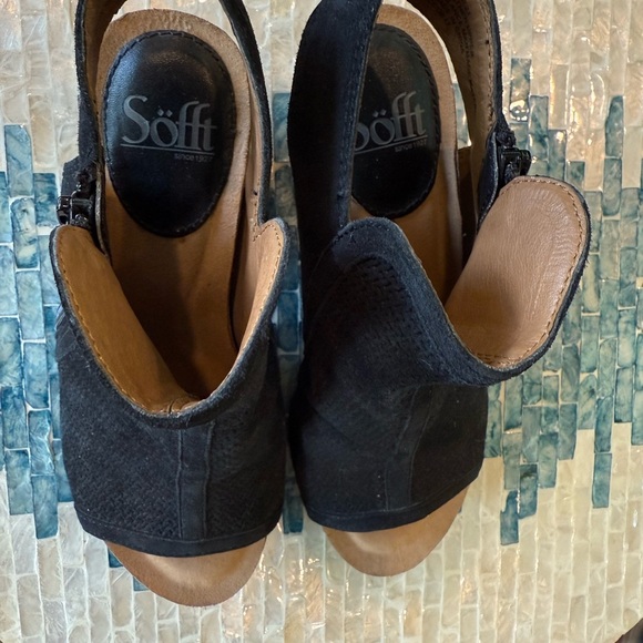 Sofft Black Peep-Toe Ankle Boots - Picture 4 of 5